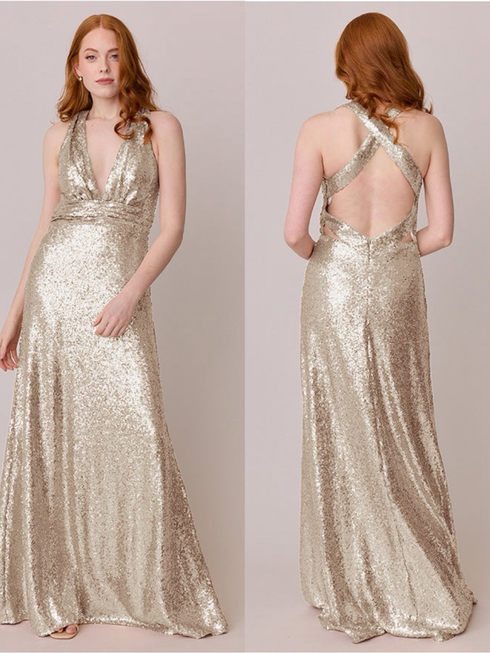 REVELRY Dylan Sequin Dress In Champagne Gold